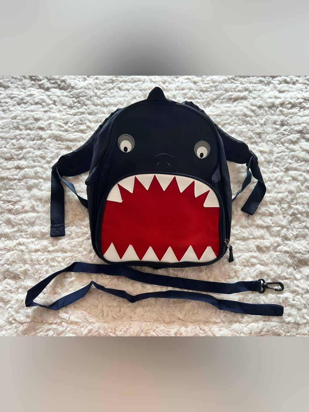 Shark Mouth Kids Backpack - Black with Red Accent